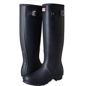 Matte Navy Hunter boots tall 11 + liner
